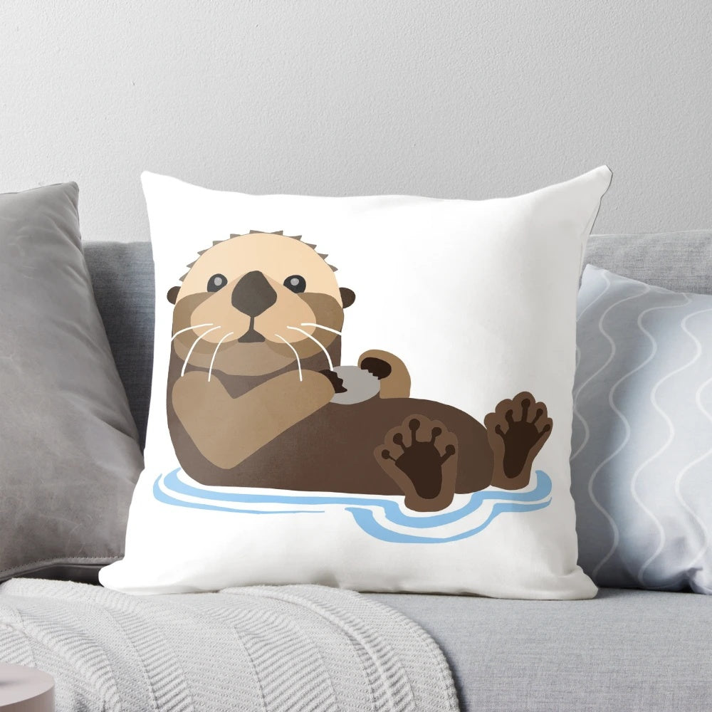 Soft, cuddly otter emoji plush pillow for home decor