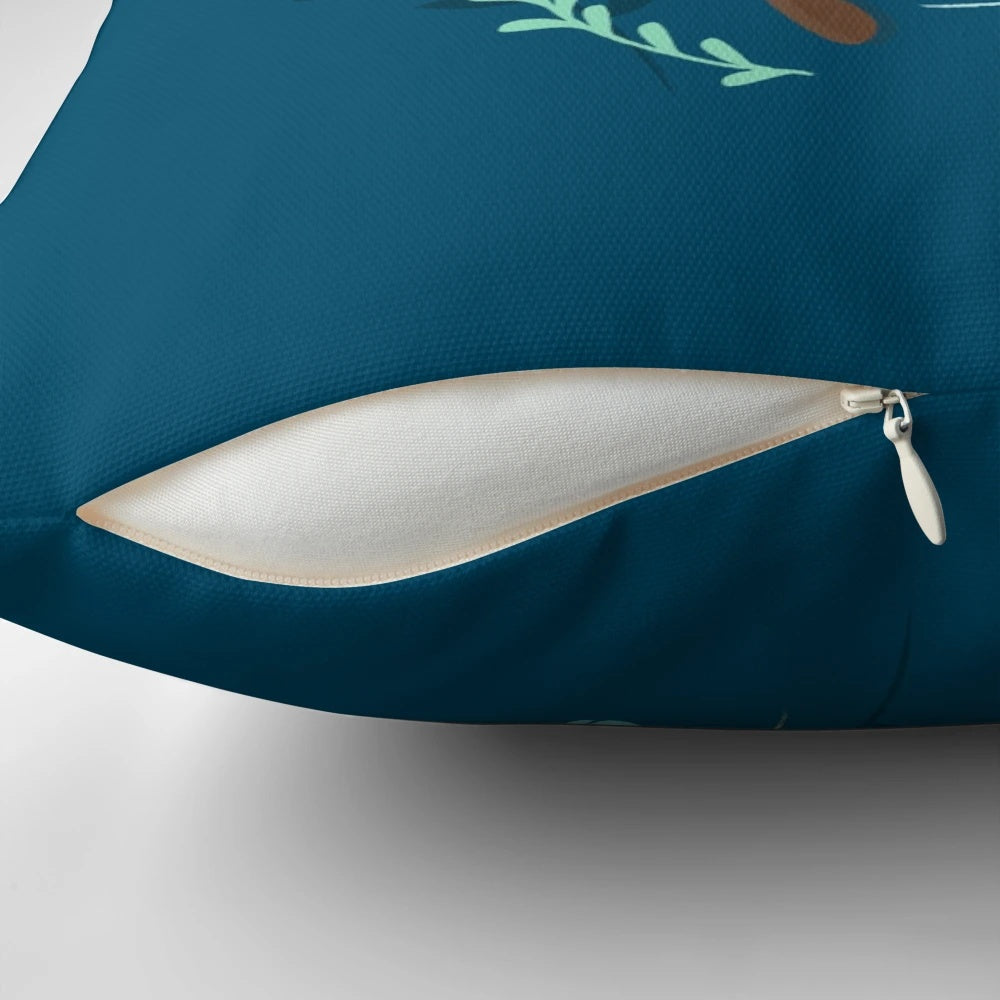 Soft, plush otter family decorative pillow with a retro, happy design