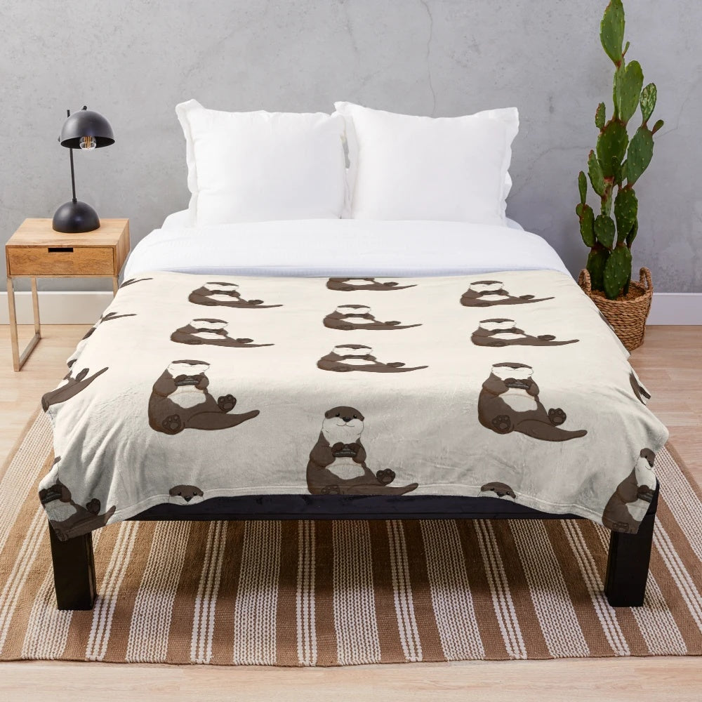 Cute otter plush blanket with a soft, fuzzy design