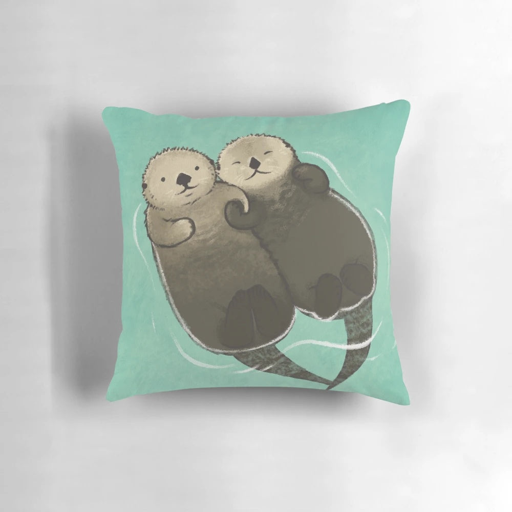 Otters Holding Hands Pillow, Soft and Cuddly Otter Plush