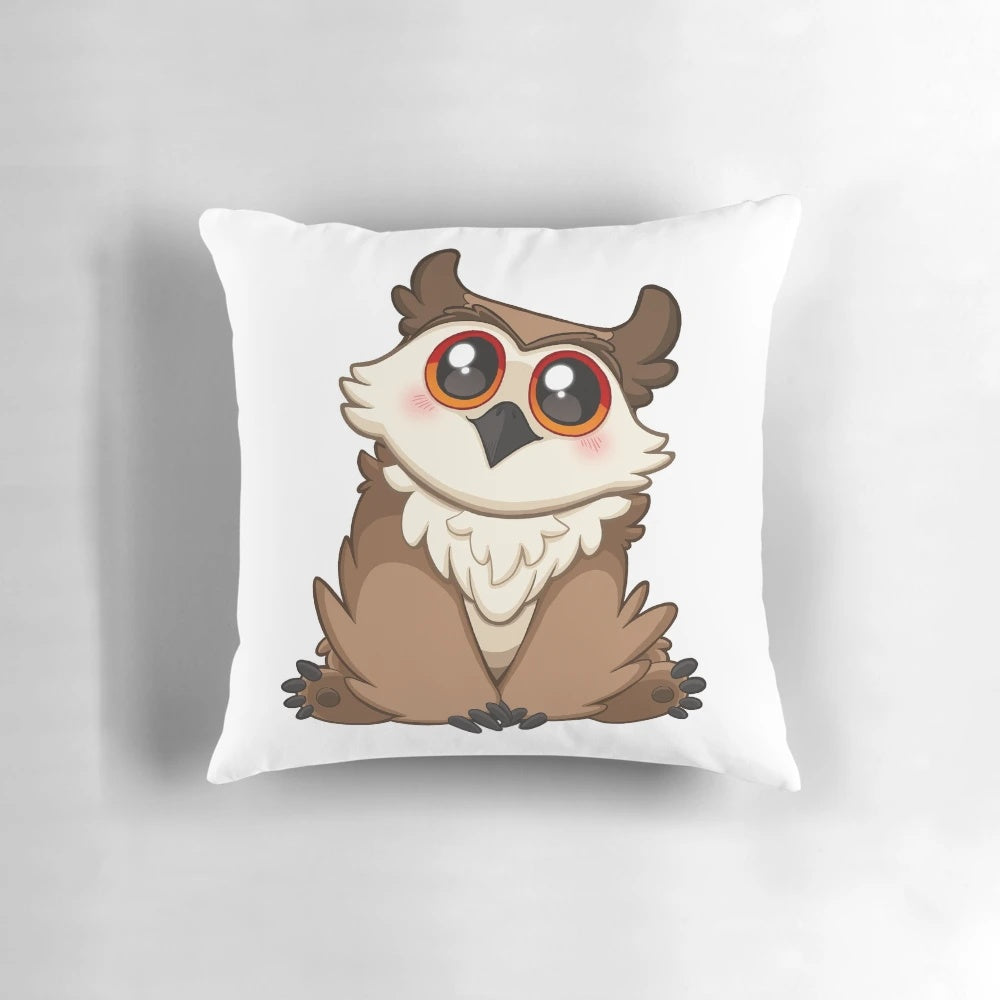Soft, cuddly pillow in the shape of an adorable owlbear creature from Dungeons and Dragons fantasy world