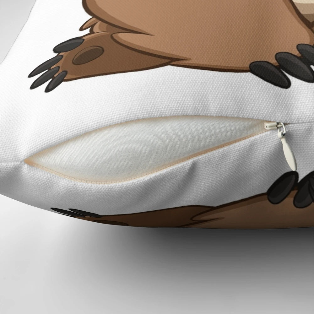 Soft, cuddly pillow in the shape of an adorable owlbear creature from Dungeons and Dragons fantasy world