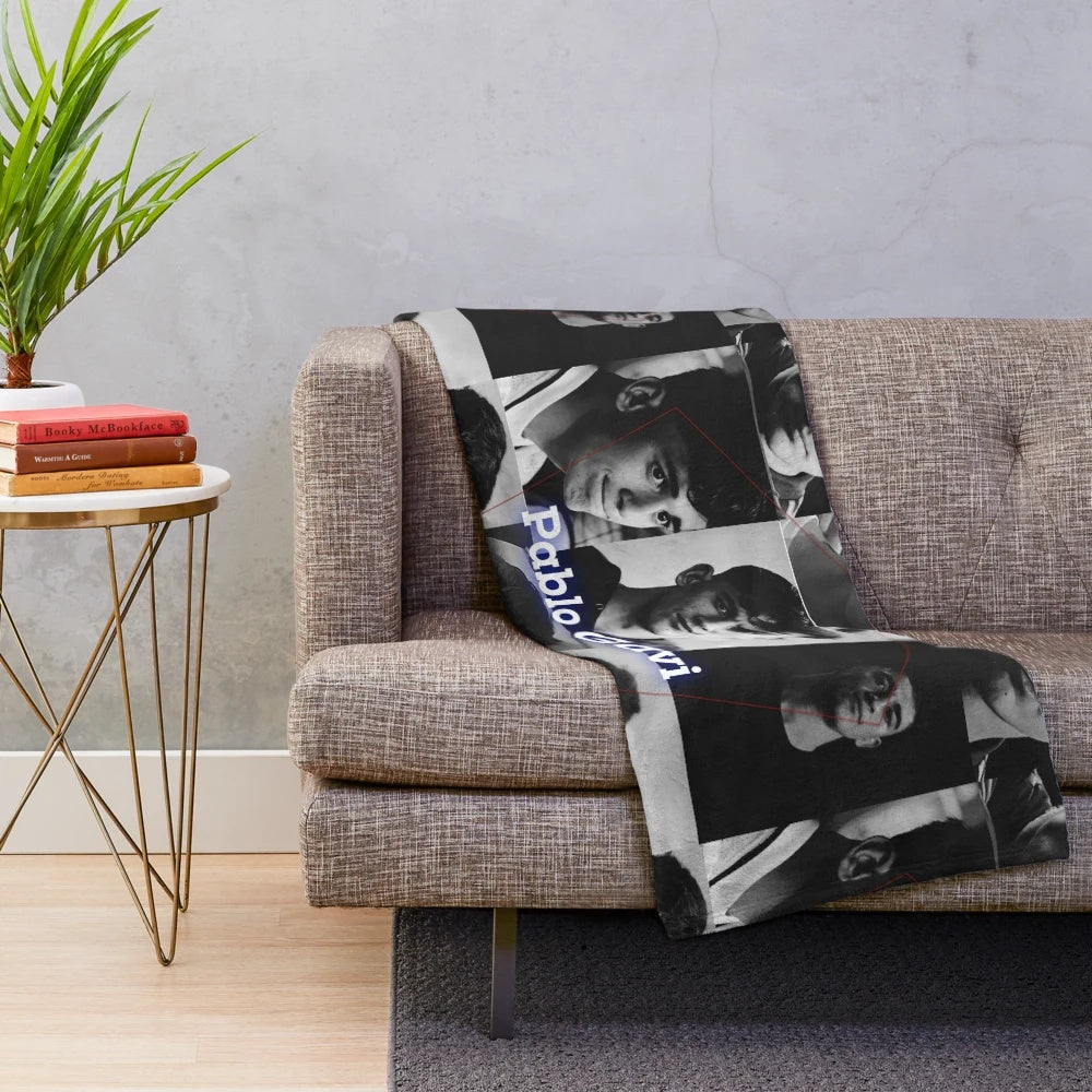 Pablo Gavi plush blanket with cute collage design