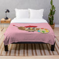Cute cartoon painter owl plush blanket with paintbrush and palette