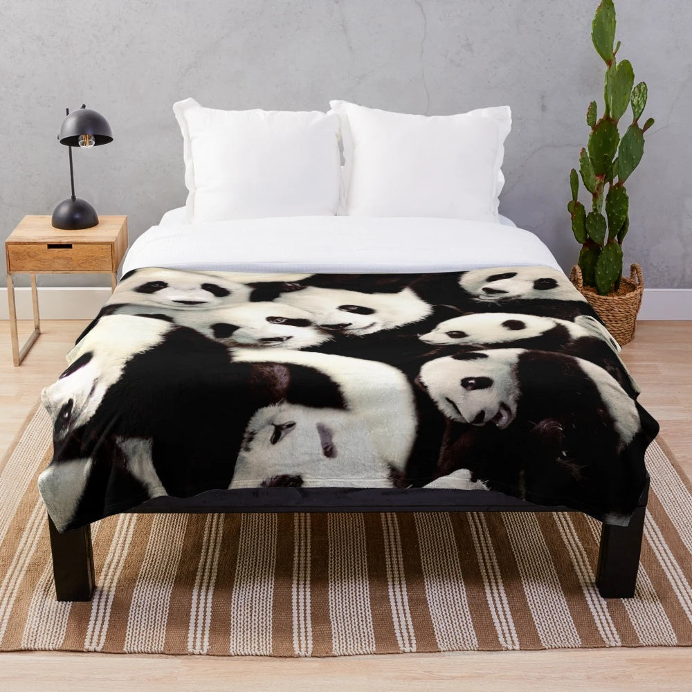 Soft and huggable panda plush blanket for animal lovers