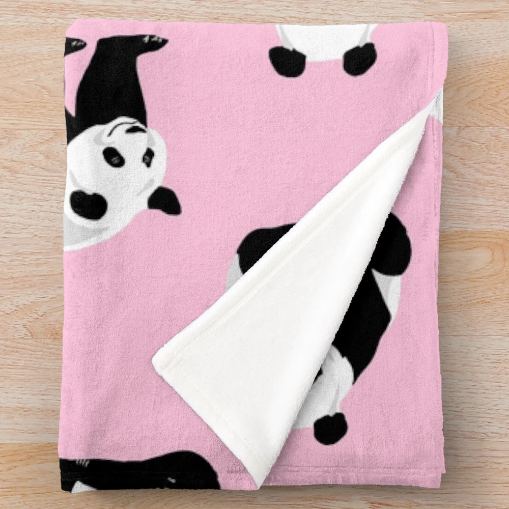 Panda plush blanket with pink background