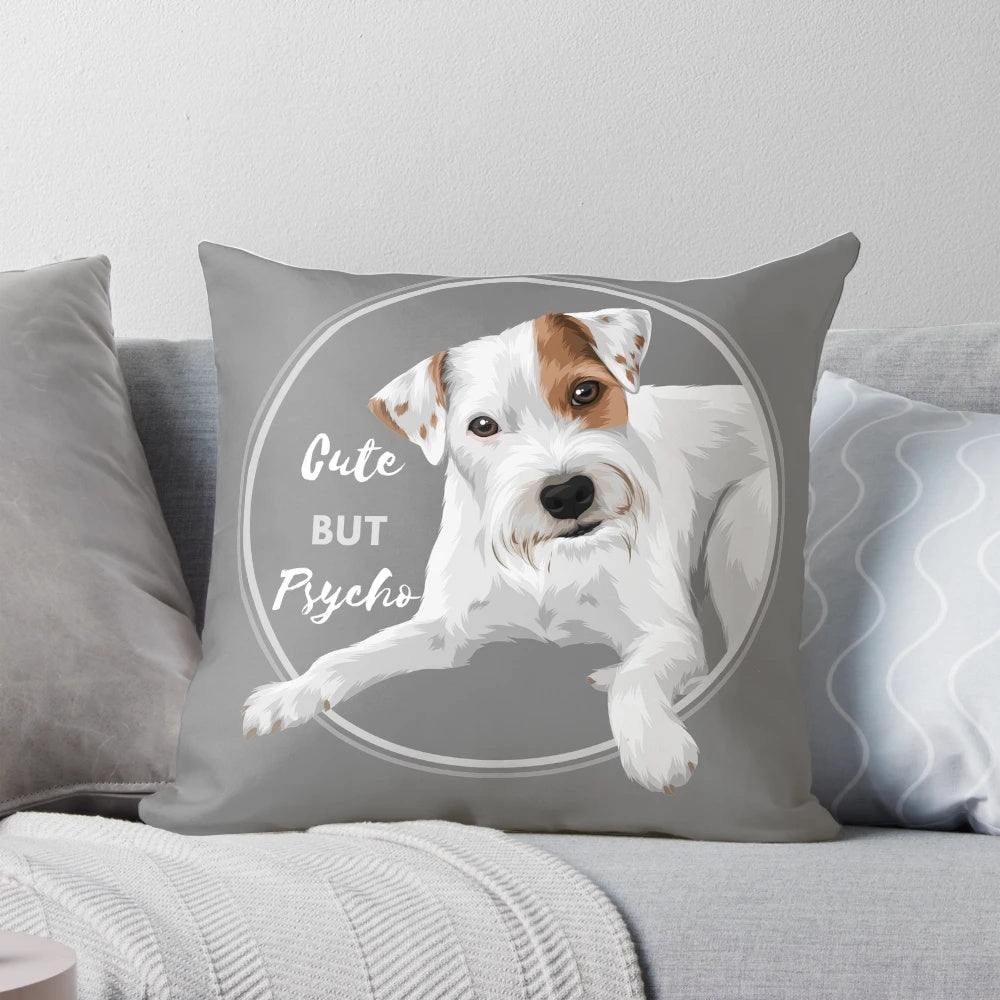 Soft, plush pillow featuring a cute Parson Russell Terrier design, perfect for dog lovers.