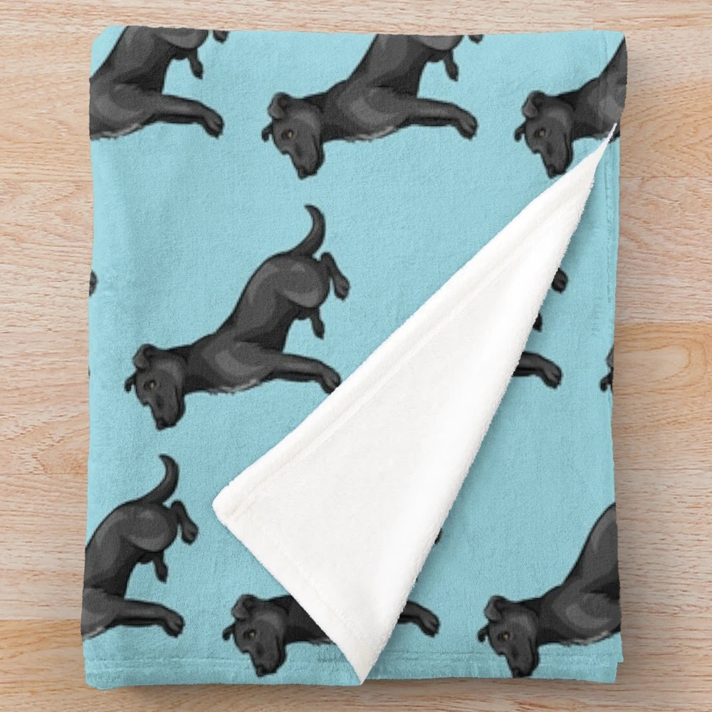 Patterdale Terrier dog breed cute cartoon art on plush blanket