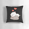 Soft and cuddly peach goma-inspired plush pillow featuring a cute mochi cat design