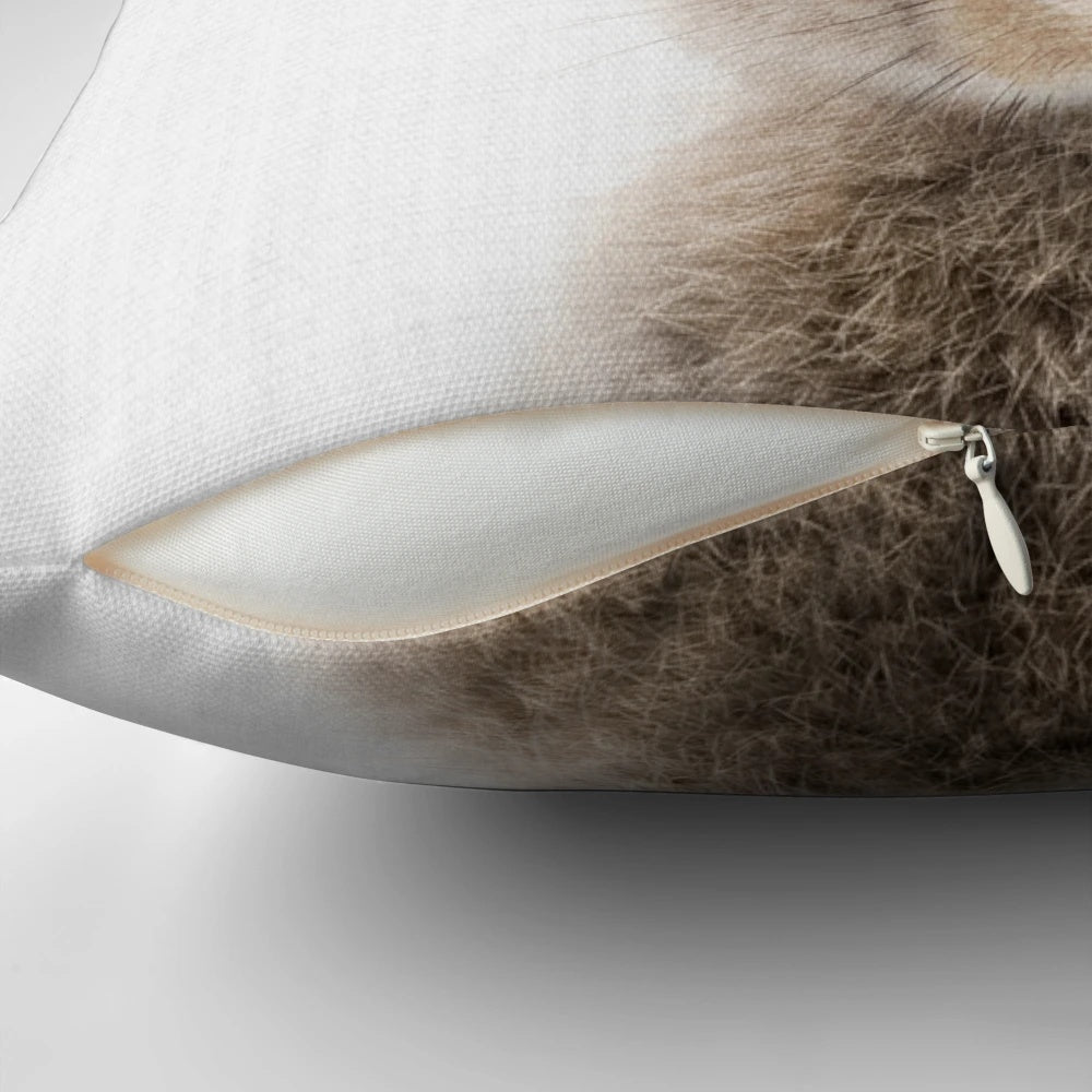 Soft, plush peekaboo bunny pillow in a woodland animal design