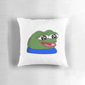 A plush, soft peepoHappy pillow featuring the popular Twitch emote and Pepe the Frog design