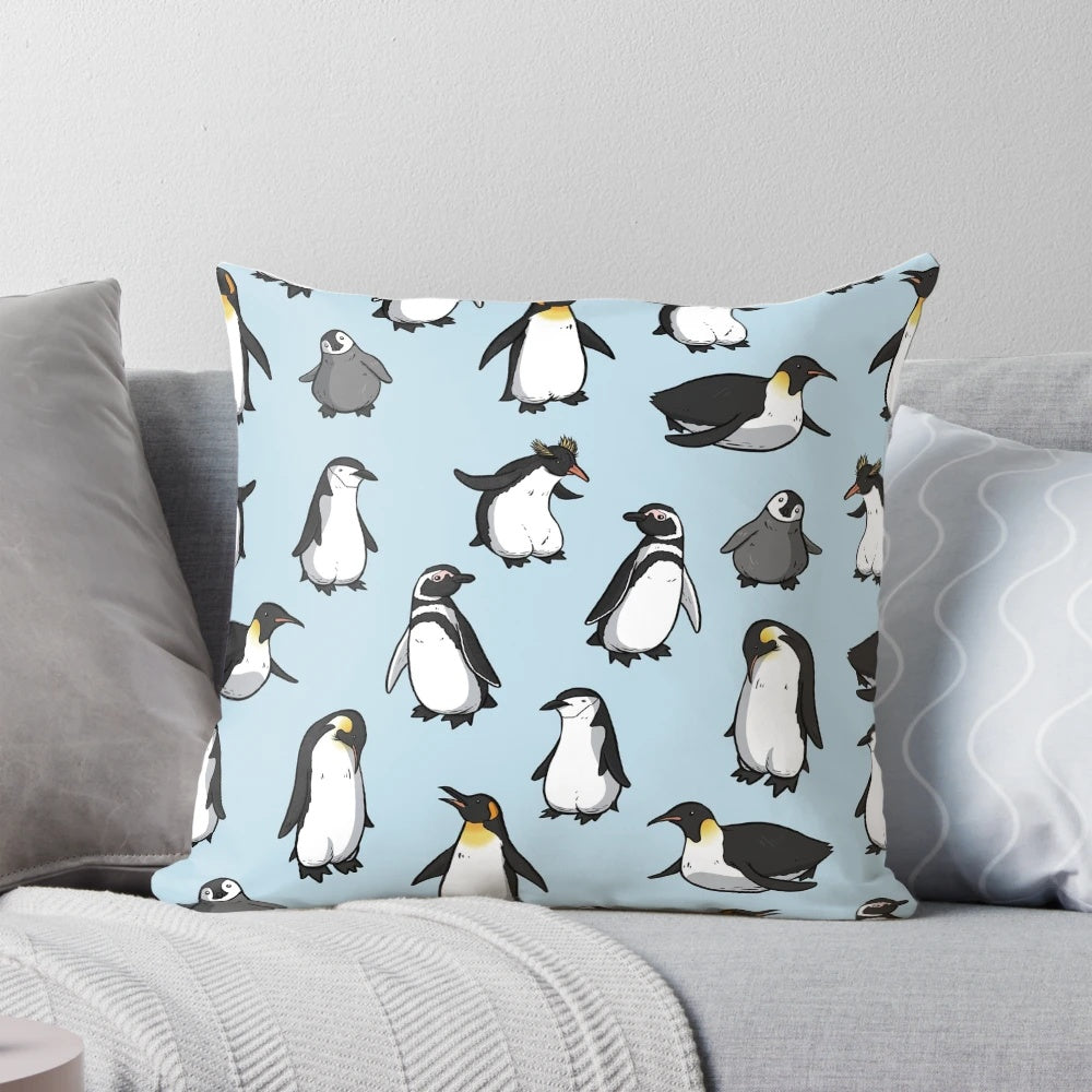 Cute penguin pattern decorative pillow with soft, plush material