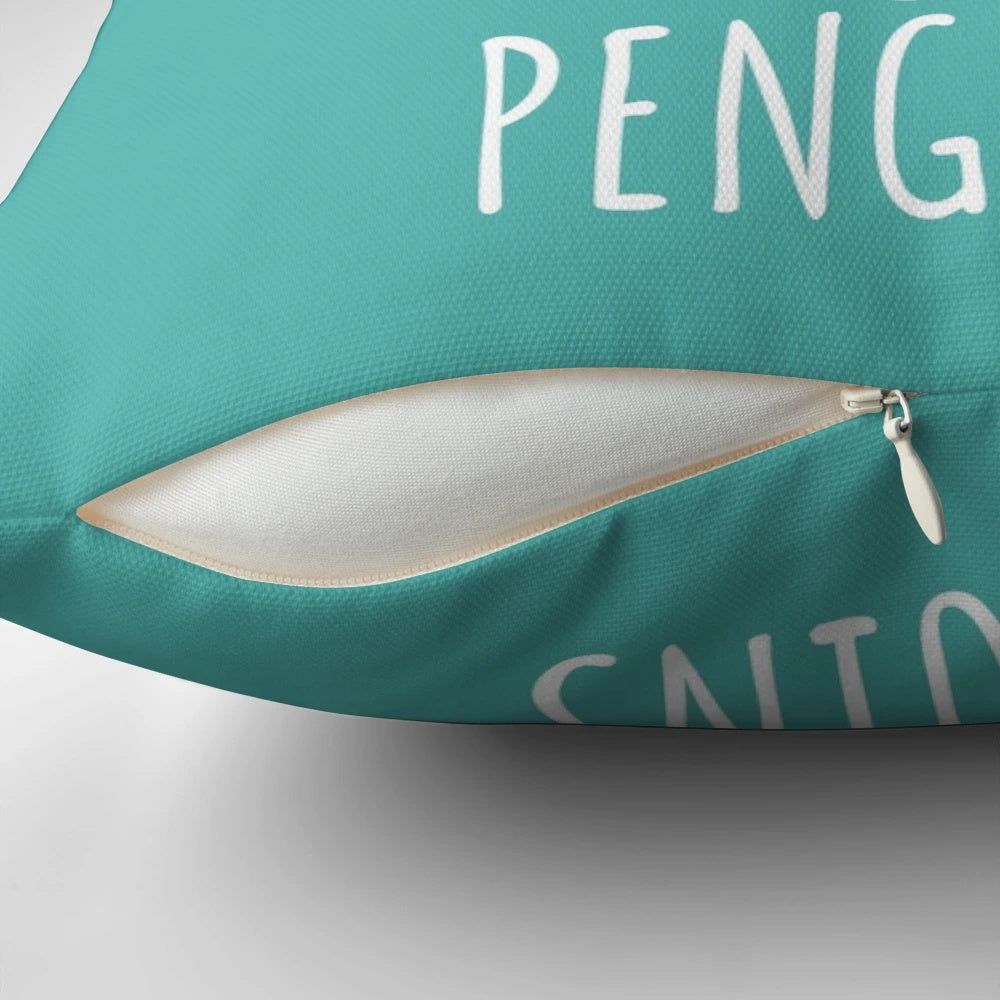 Soft, plush penguin-themed pillow with a charming, whimsical design.