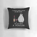 Soft, plush pillow featuring a cute penguin design and wine glass