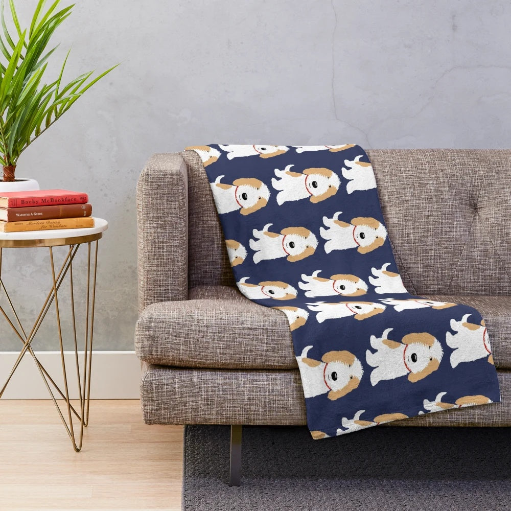 Cute cartoon dog PBGV plush blanket