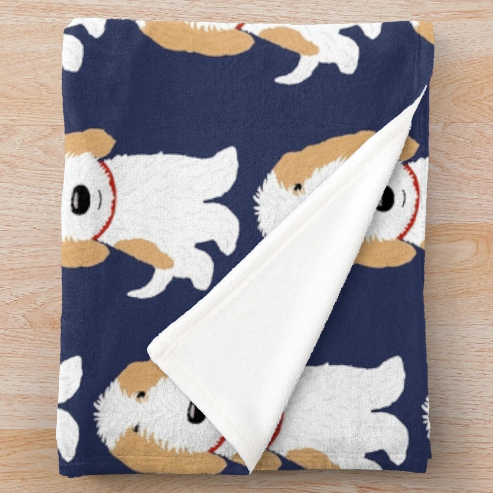 Cute cartoon dog PBGV plush blanket
