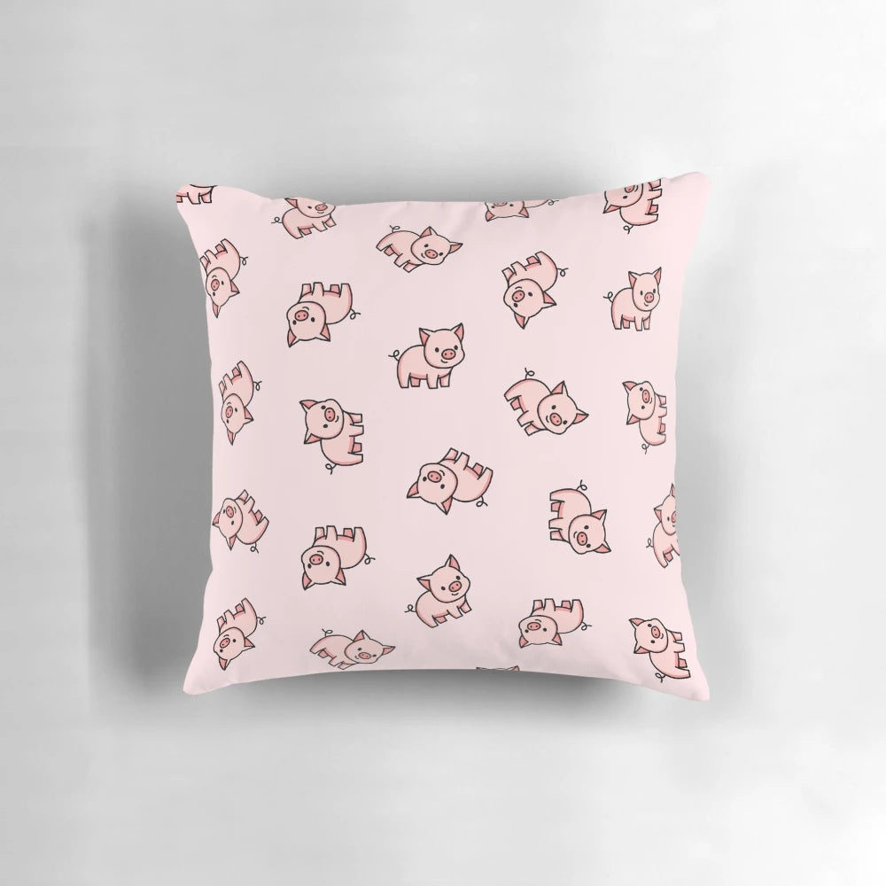 Soft, plush pig pillow in a cute, cartoon style with a pink and white design