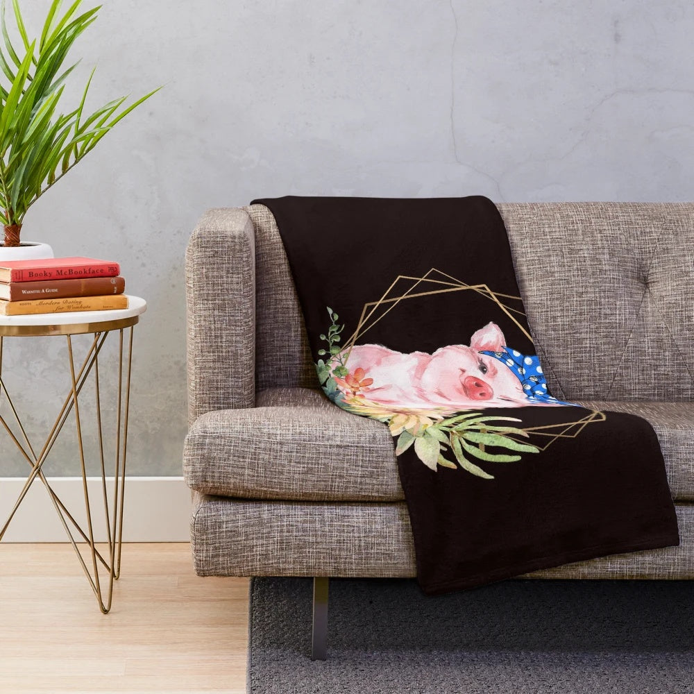 Pig themed plush blanket for pig lovers