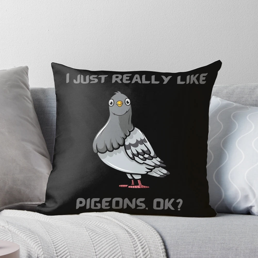Soft, decorative pigeon-themed throw pillow for pigeon lovers and bird enthusiasts.
