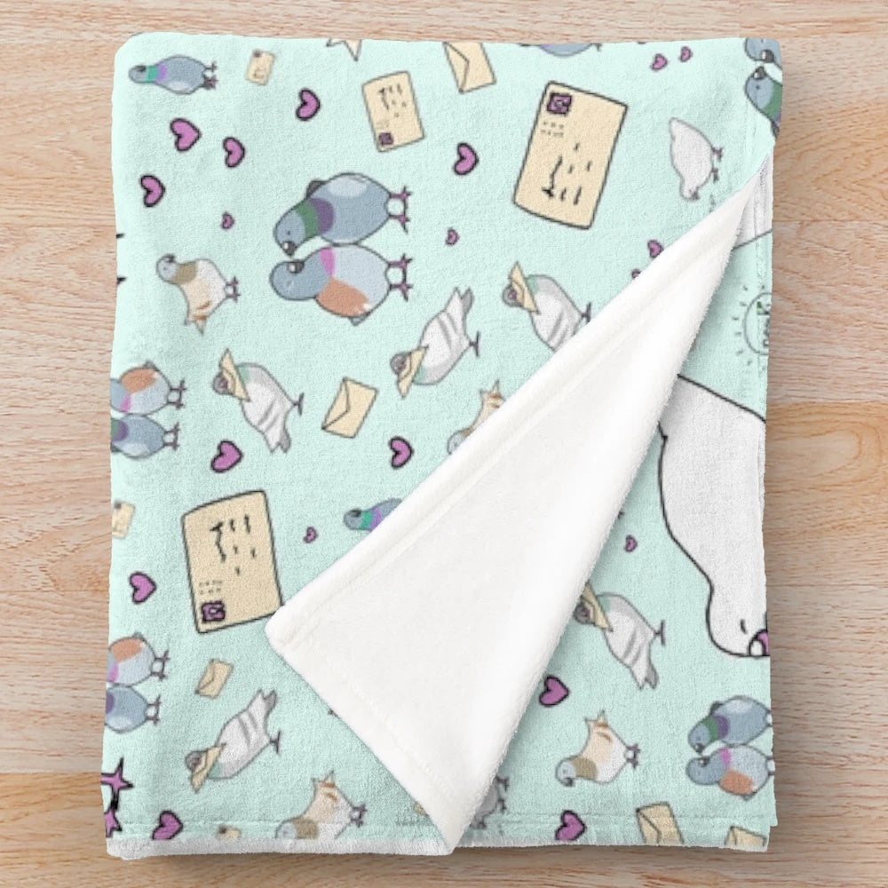 Pigeons Plush Blanket with Cute Pigeon Design