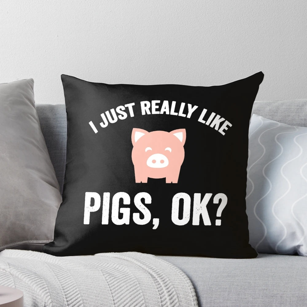 Soft and cozy pillow featuring a playful pig design with humorous quotes for pigs fans