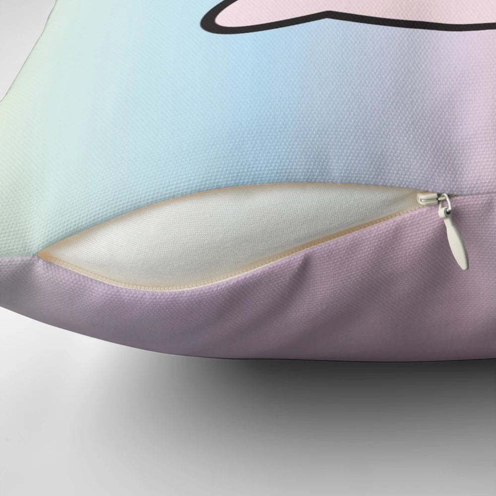 Soft, pink axolotl-shaped pillow with a playful, doodle-like design, perfect for adding a touch of cuteness to any room.