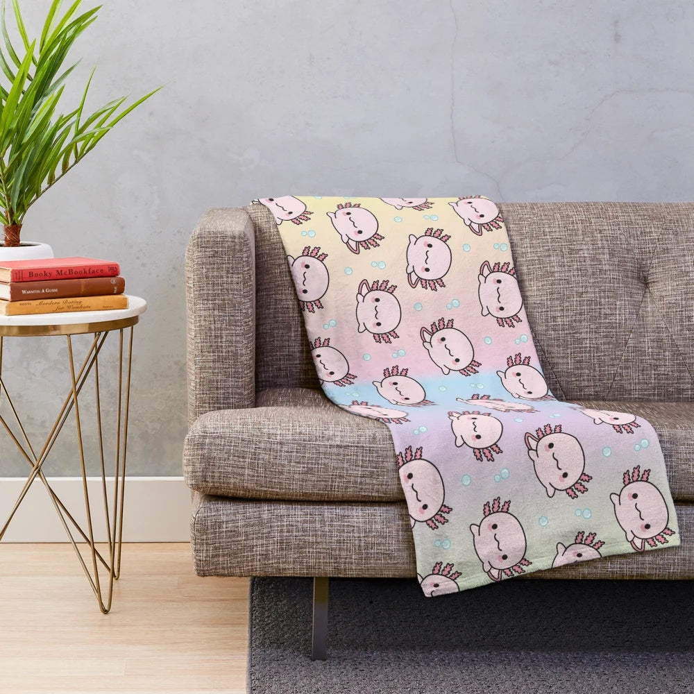 Soft and cuddly pink axolotl plush blanket