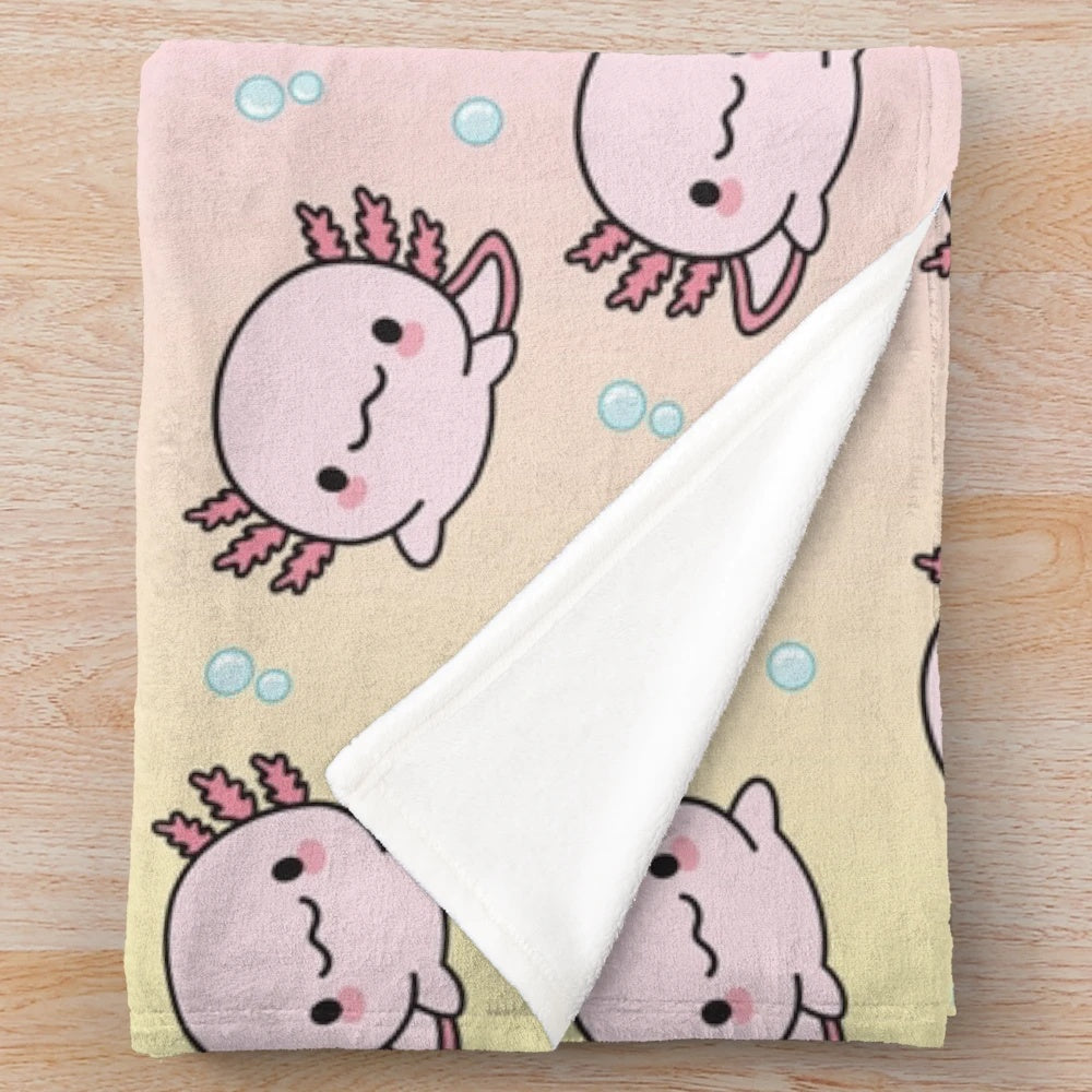 Soft and cuddly pink axolotl plush blanket