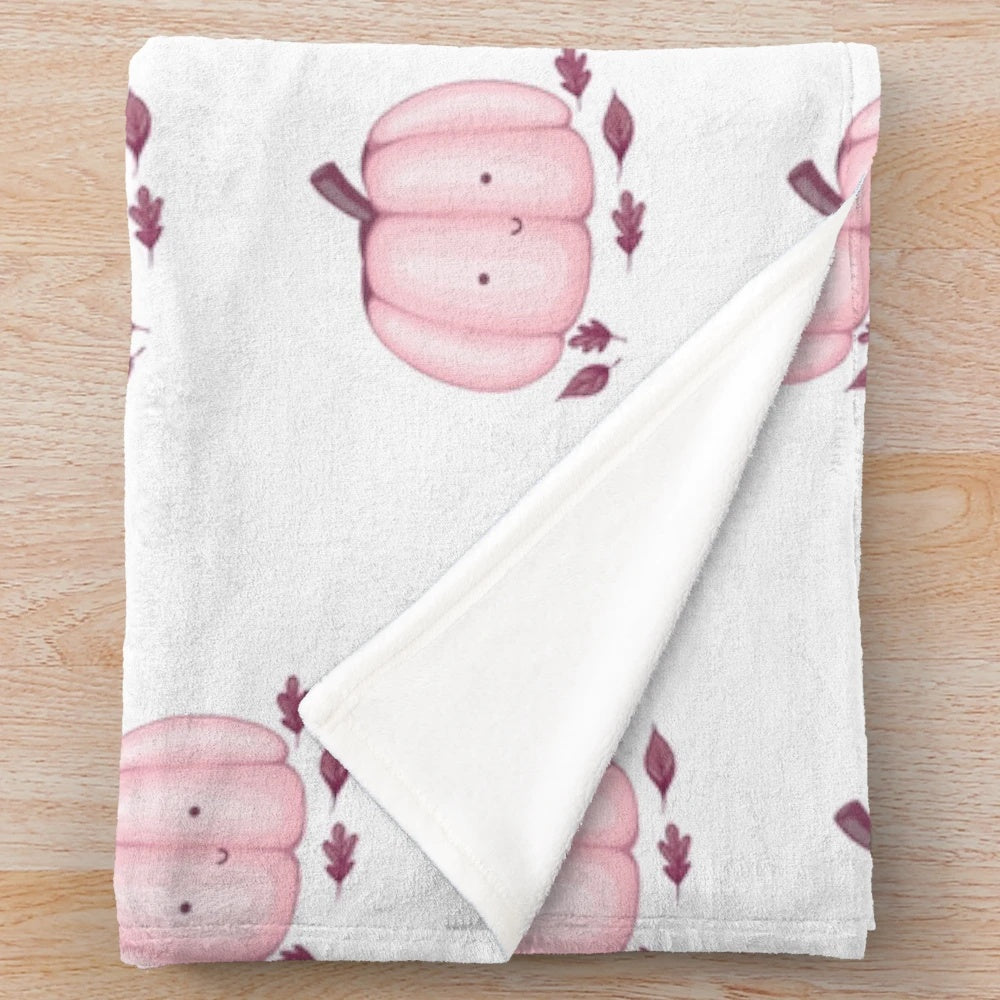 Soft and cuddly pink pumpkin plush blanket