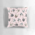 Soft, plush Pillow featuring a pink and white striped French Bulldog design.
