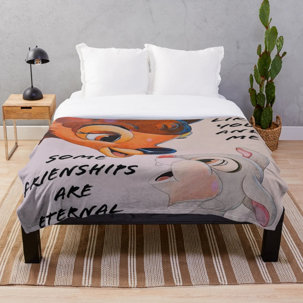 Plush blanket featuring the beloved Disney characters Bambi and Thumper