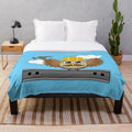 Cute cartoon construction worker owl wearing hard hat on plush blanket