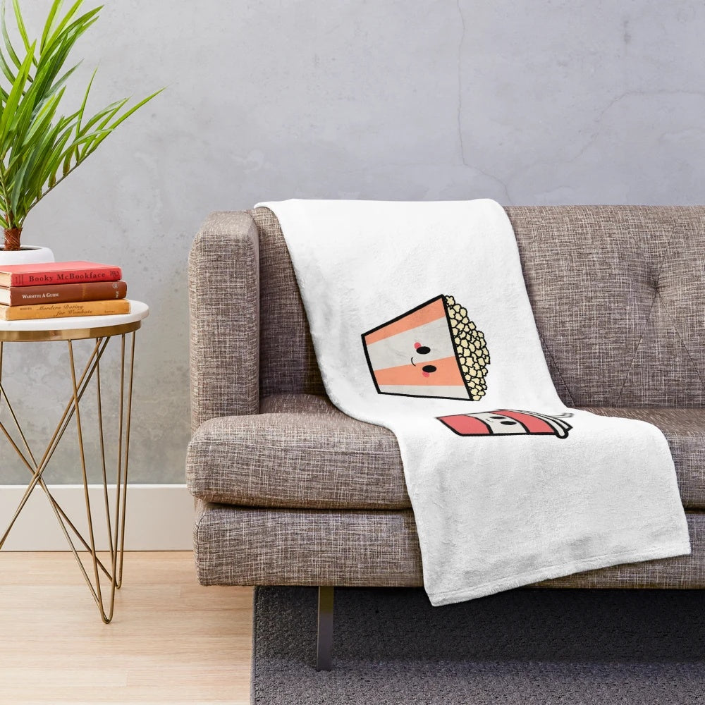 Cute plush blanket with cinema food and aesthetic patterns