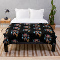 Cute plush blanket featuring a Doberman dog wearing a hat, glasses, and headphones