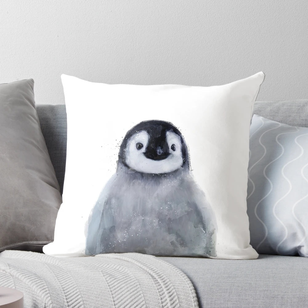 Soft, cuddly plush penguin pillow for nursery, bedroom, or living room decor