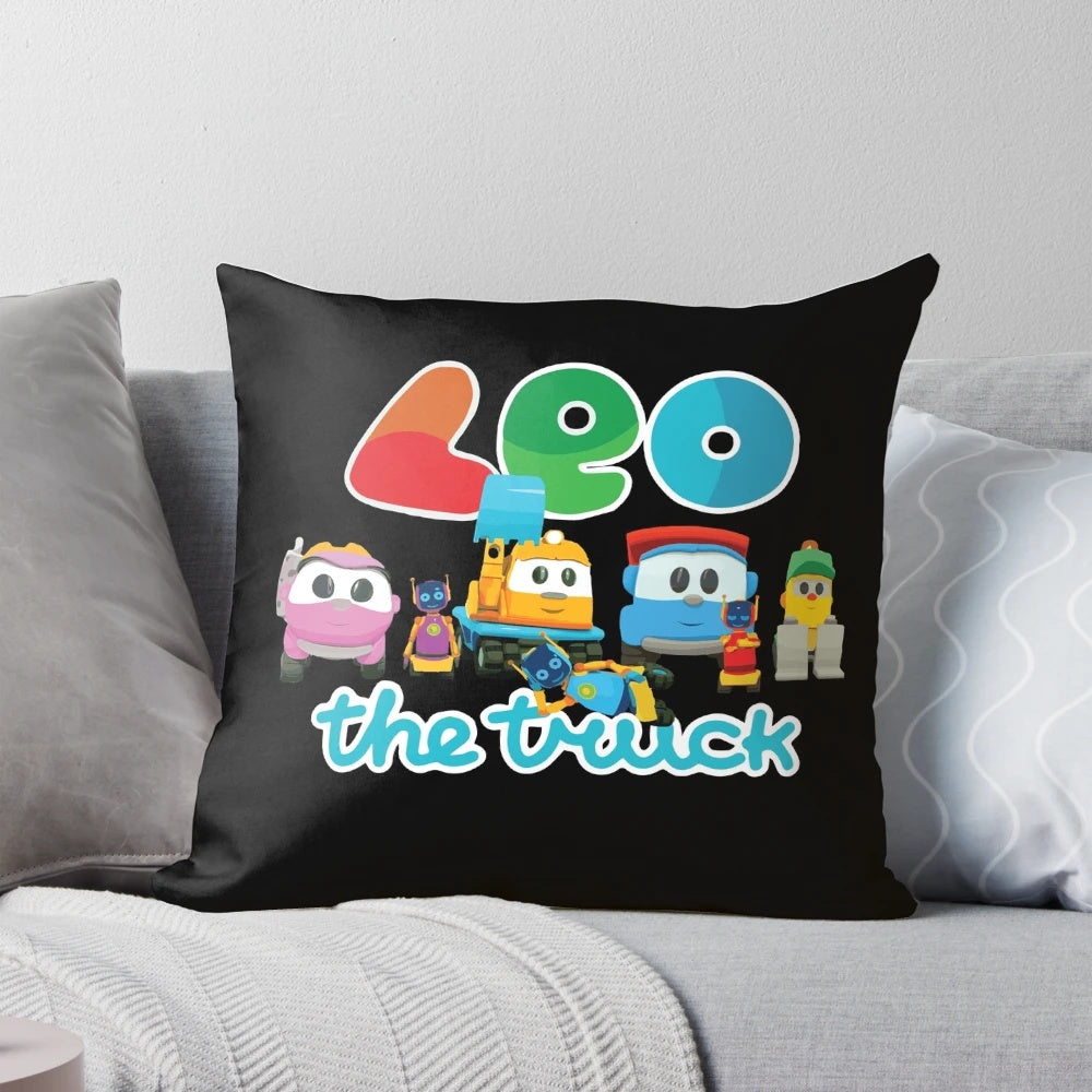 Soft, cuddly plush pillow featuring a cartoon truck character and robot toys
