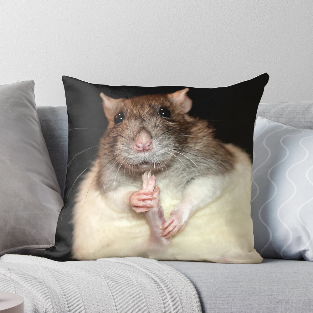 Soft, cuddly plush rat pillow for adding a touch of cuteness to any room