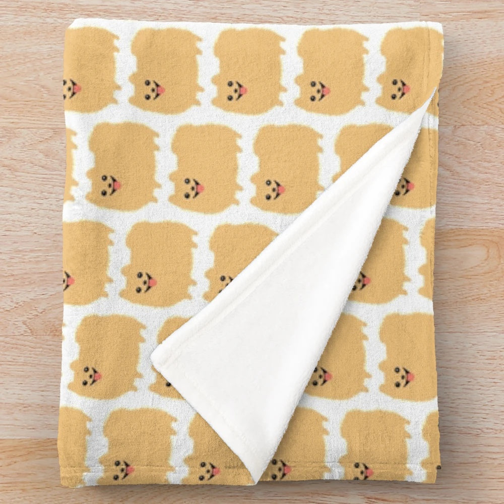Pomeranian plush blanket with cute, fluffy cartoon dog design