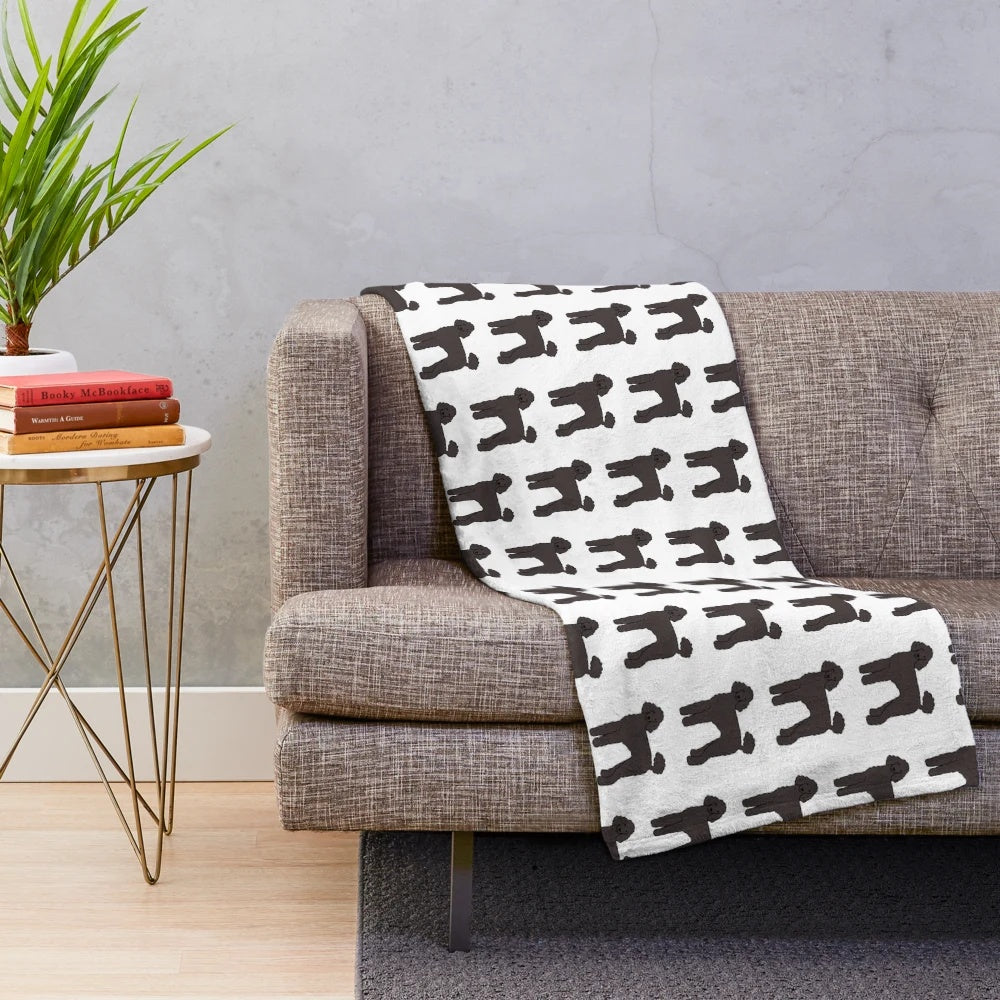 Cozy black poodle illustration plush blanket