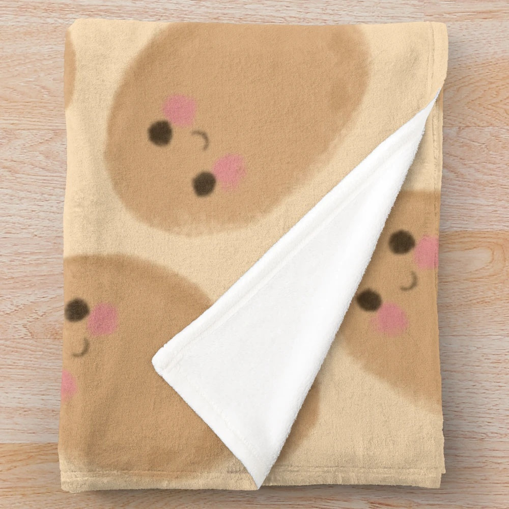 Potato plush blanket with a kawaii potato pattern