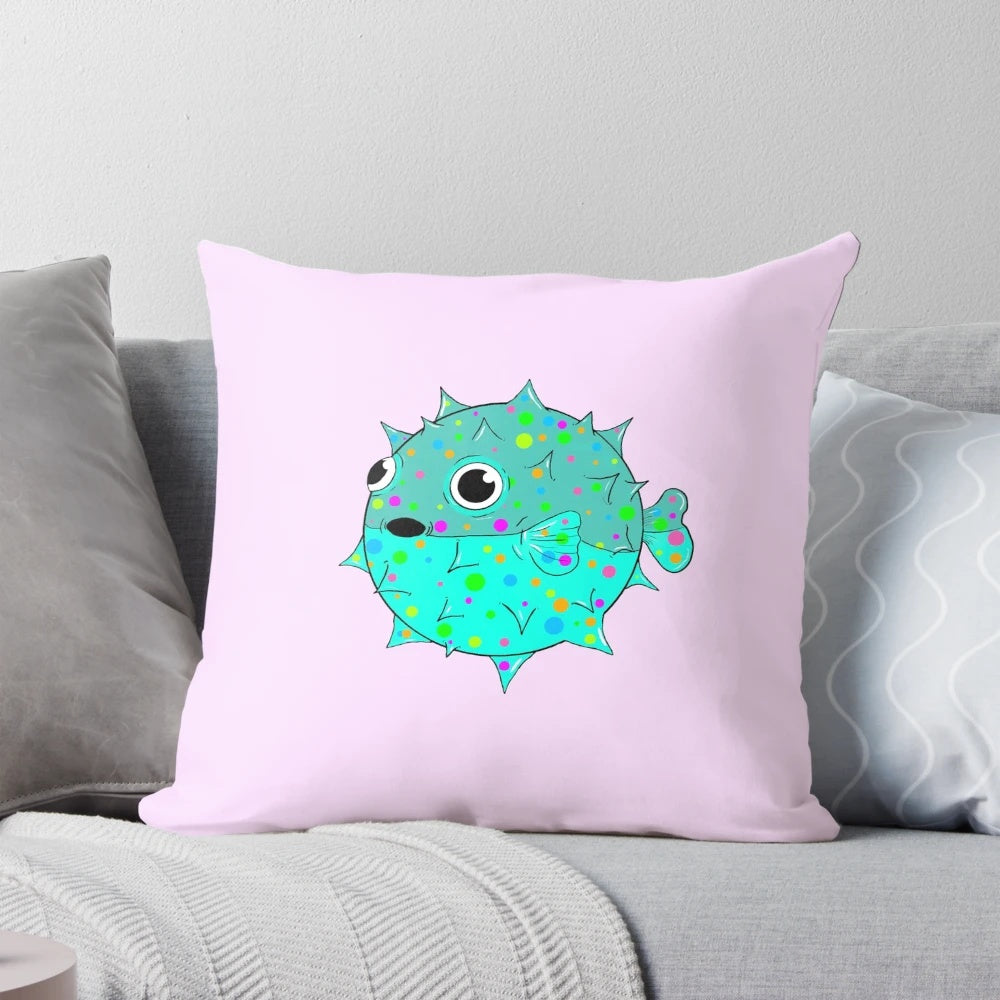 Cute and cuddly pufferfish pillow, a whimsical accent piece for any space