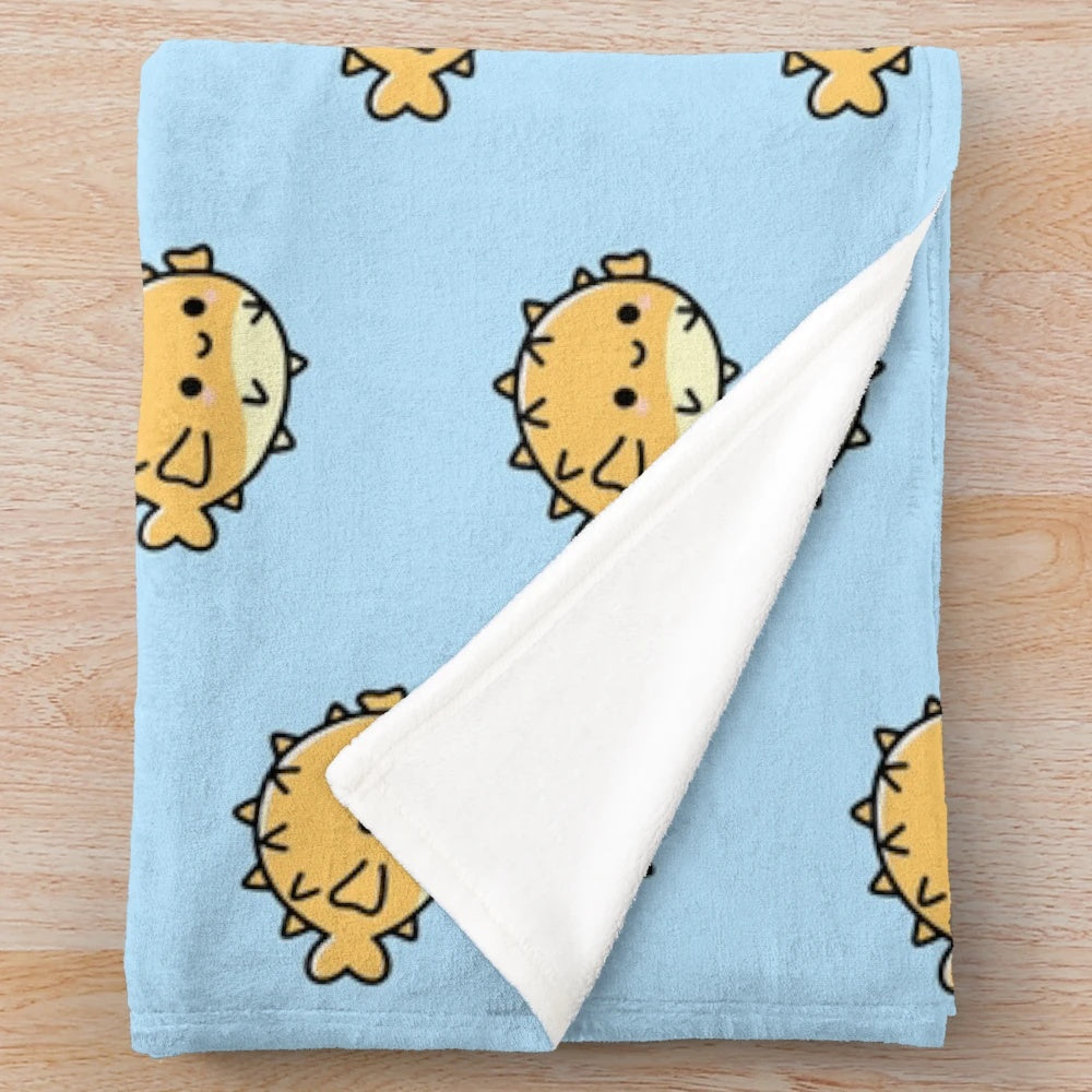 Pufferfish plush blanket - soft, cozy, and adorable ocean-themed throw