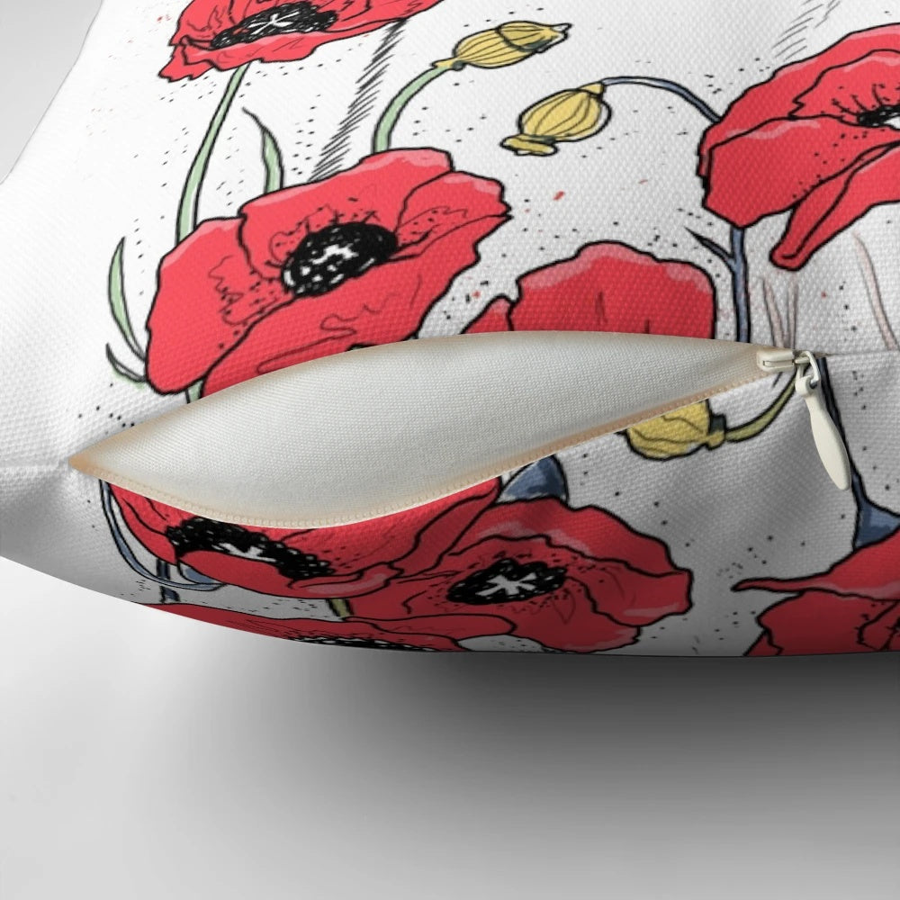 Pug in a colorful floral design on a throw pillow