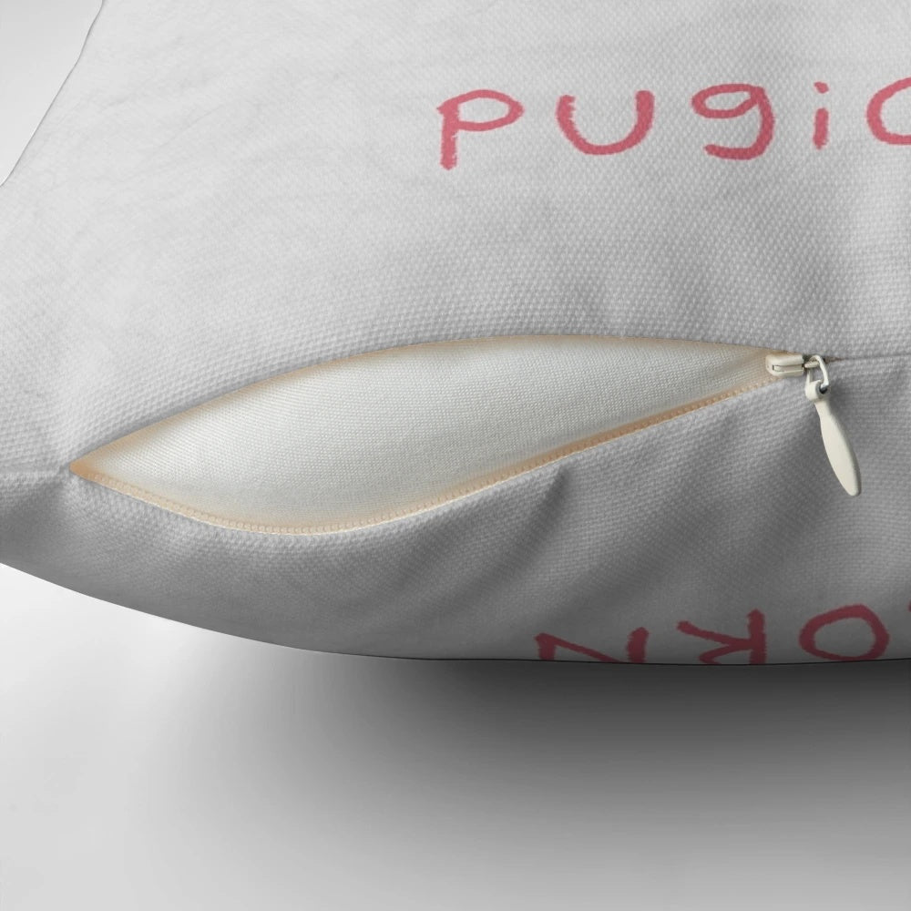 Soft, plush pugicorn pillow with a cute pug and unicorn design