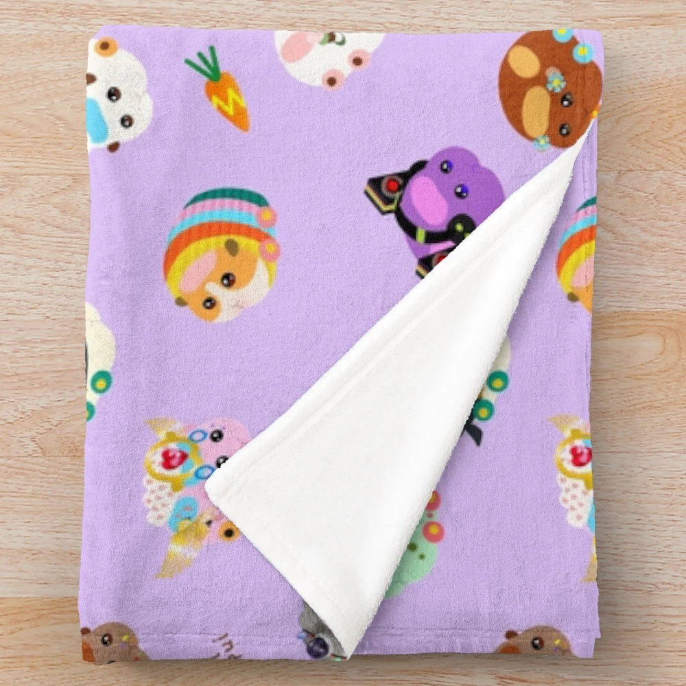 Soft and cozy plush blanket featuring the cute characters from the Pui Pui Molcar anime