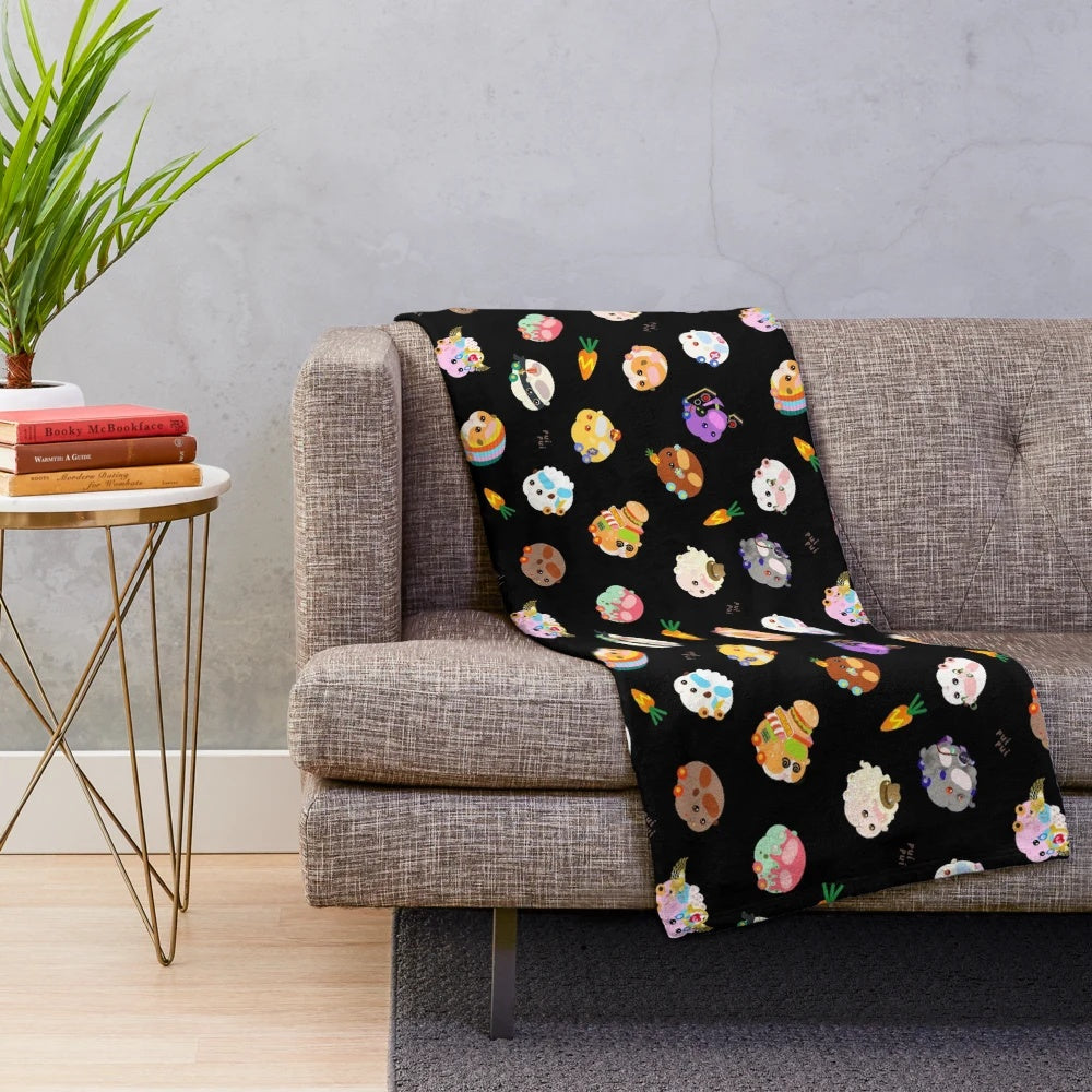 Pui Pui Molcar-inspired plush blanket with cute characters