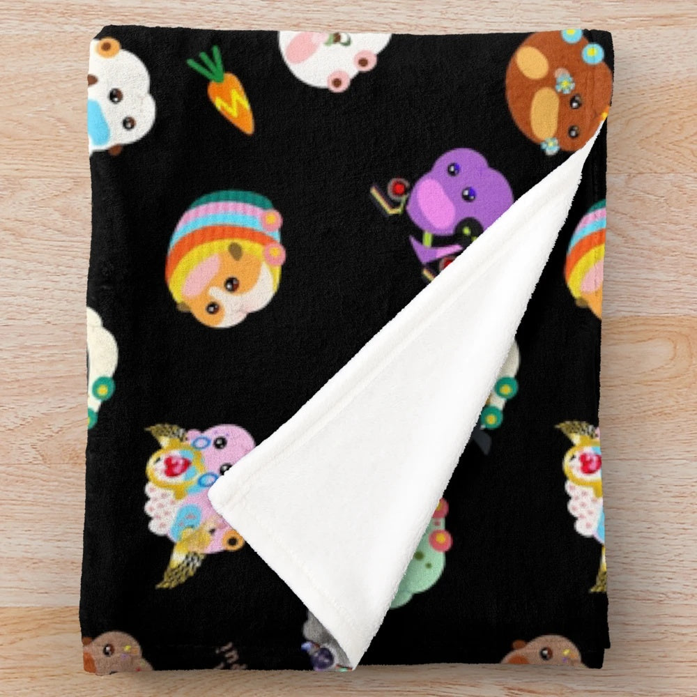 Pui Pui Molcar-inspired plush blanket with cute characters