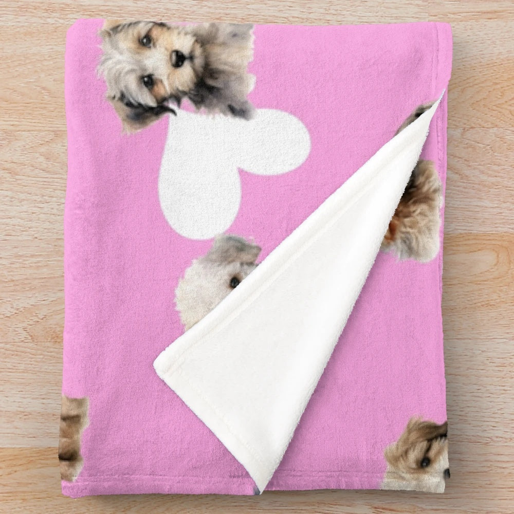 Soft and cuddly plush blanket featuring a collage of cute puppies and kittens
