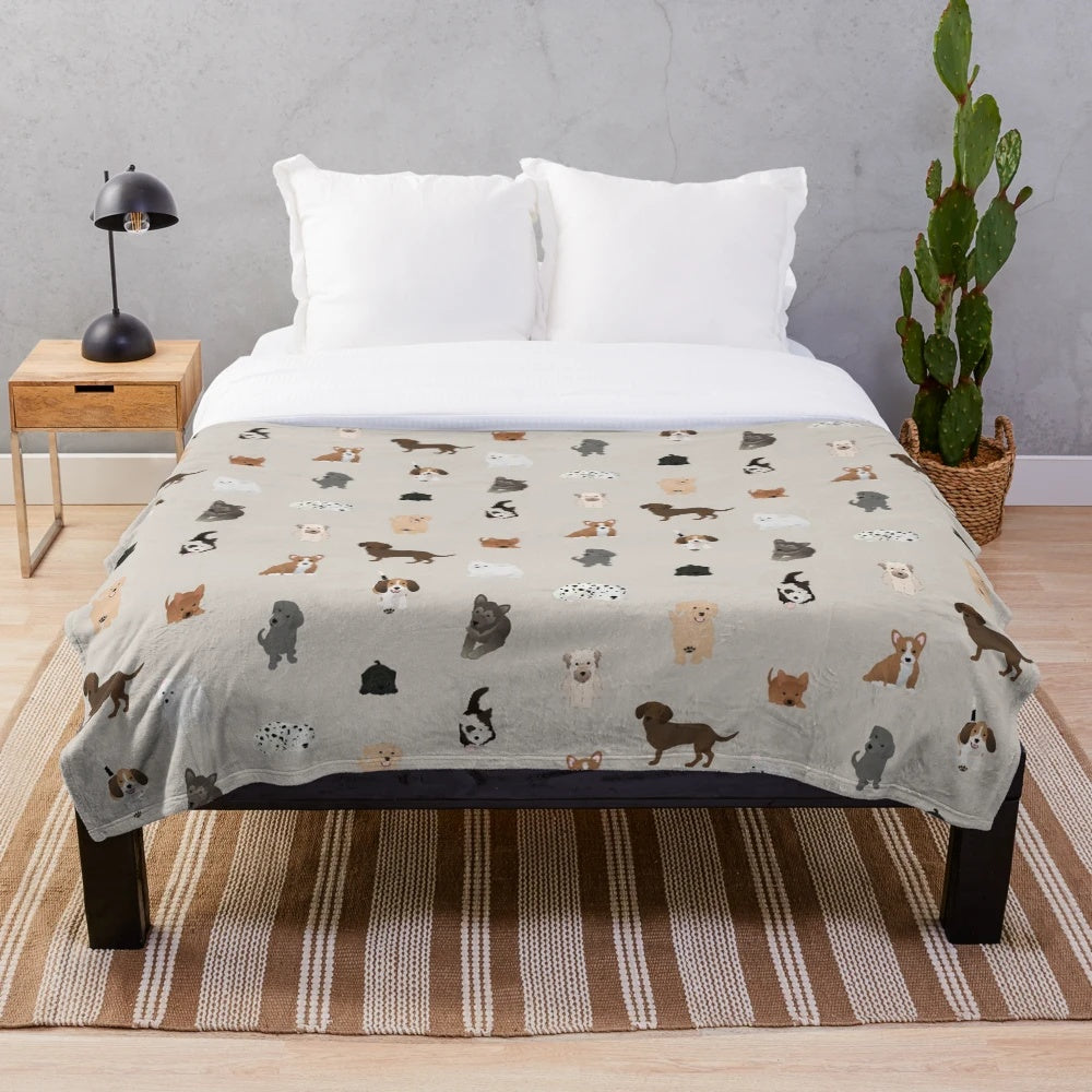 Soft and cuddly puppy print plush blanket