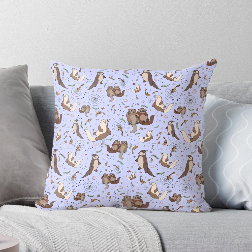 Soft, purple otter plush pillow with a cute, adorable otter design